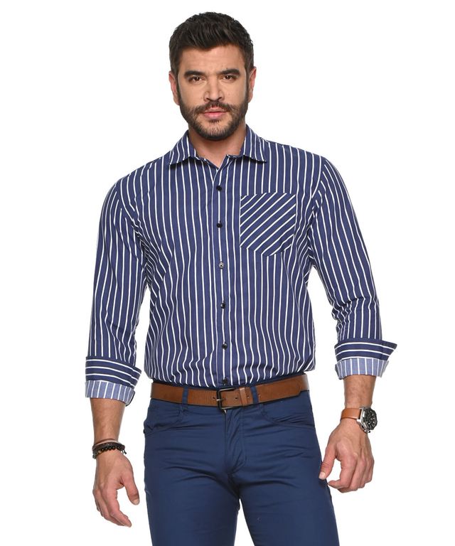 Camisa-Mugler-Rayas-Azul