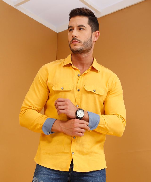 Camisa para Hombre Color Mostaza compralo en la tienda On-line | Amelissa Amelissa